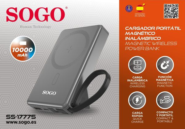 Sogo Car-Ss-17775 Bateria Externa 10000Mah Con Magnetico Inalambrico