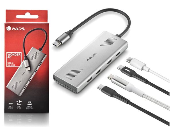 Ngs Wonder4-C Adaptador Multipuerto USB-C De Aluminio 4 En 1
