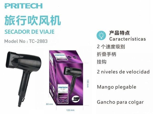 Pritech Tc-2883 Secador De Viaje 100W