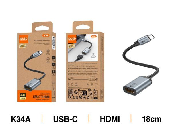 Idusd K34A Adaptador USB-C To HDMI 60Hz 18Cm