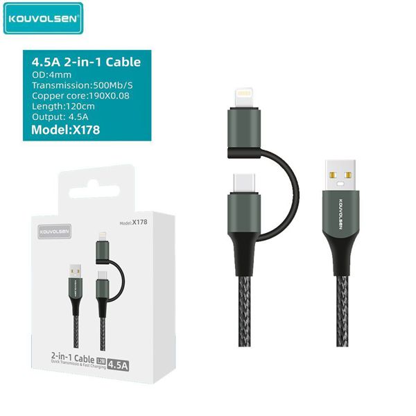 Kouvolsen X178 USB 2En1 1.2M 4.5A
