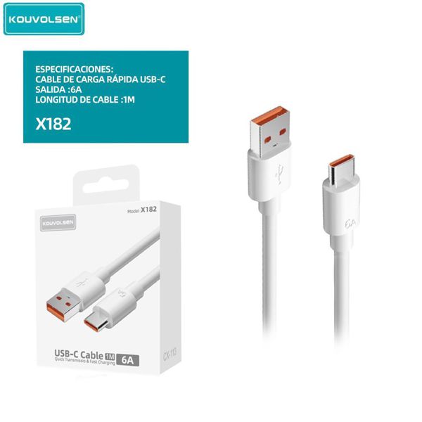 Kouvolsen X182 Cable USB-C 1M 6.0A