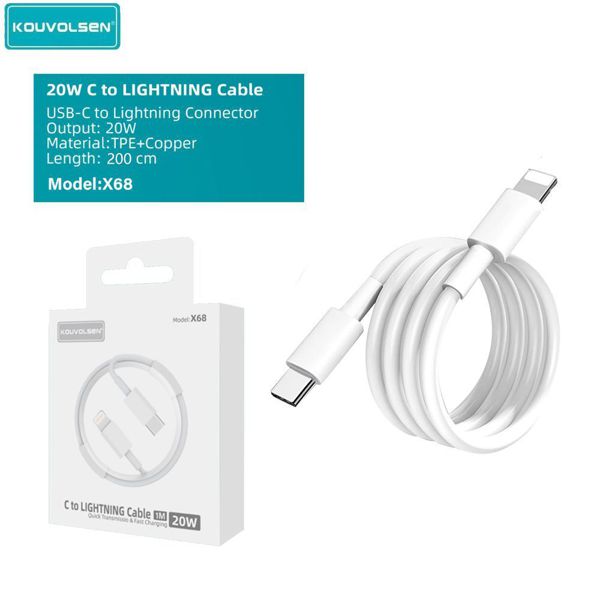 Kouvolsen X68 Cable USB-C To Lightning 2M