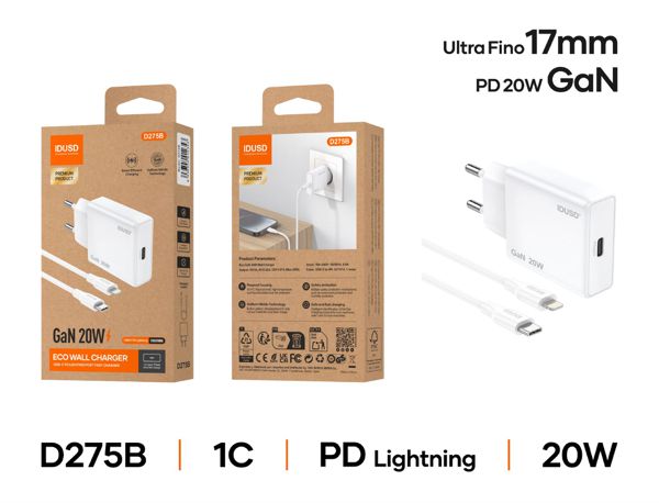 Idusd D275B Cargador Gan Pd20W 1C-Pd Lightning