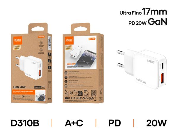 Idusd D310B Cargador Gan Pd20W A+C