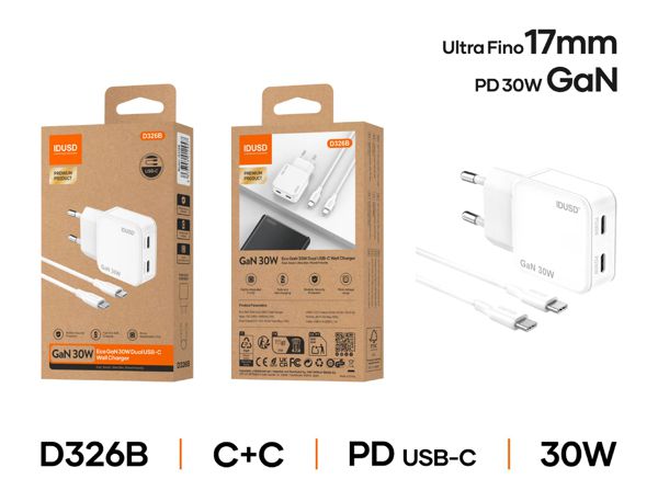 Idusd D326B Cargador Gan Pd30W C+C-Pd USB-C
