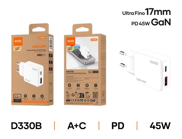Idusd D330B Cargador Gan Pd45W A+C