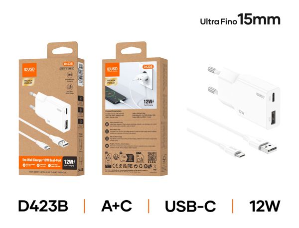 Idusd D423B Cargador 12W A+C-USB-C