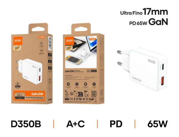 Idusd D350B Cargador Gan Pd65W A+C