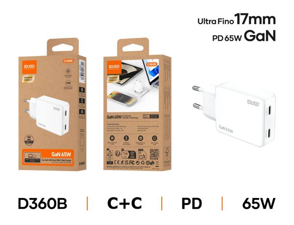 Idusd D360B Cargador Gan Pd65W C+C