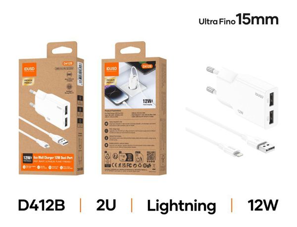 Idusd D412B Cargador 12W 2U Lighning