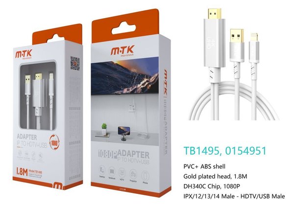 Mtk 0154951 Tb1495 Adaptador 2 En 1 Lightning/M A HDMI+USB