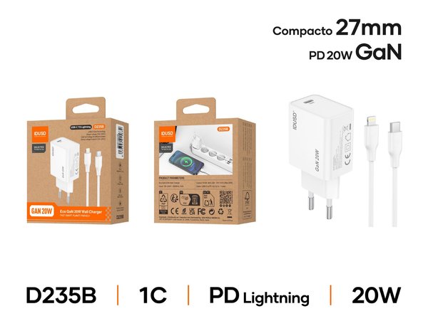 Idusd D235B Cargador Gan Pd20W 1C-Pd Lightning