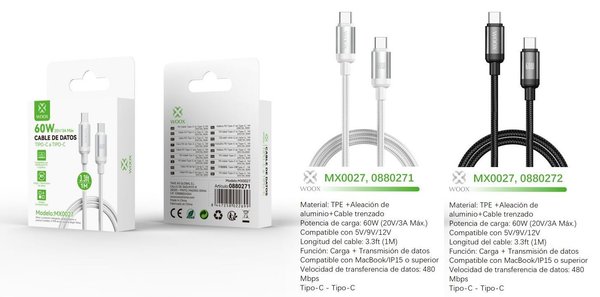 Woox 0880271 0880272 Mx0027 Type-C A Type-C 60W 1M