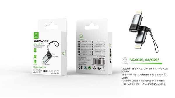 Woox 0880492 Mx0049 Adaptador Type-C/F A Lightning/M