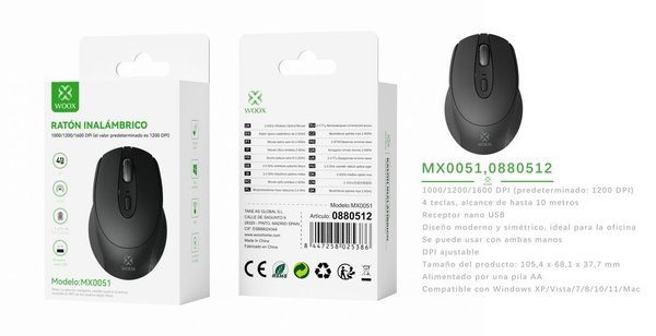 Woox 0880512 Mx0051 Raton Inlambrico