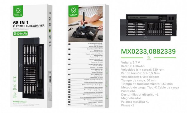 Woox 0882339 Mx0233 Detornillador 68 En 1