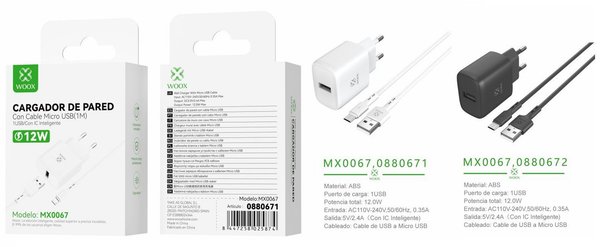 Woox 0880671 Mx0067 Cargador Ue USB A Micro