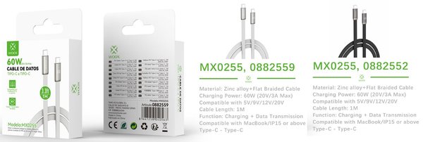 Woox 0882552 Mx0255 Cable Rapida 60W 1M