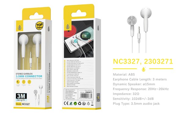One Plus 2303271 Nc3327 Auriculares Cable 3M