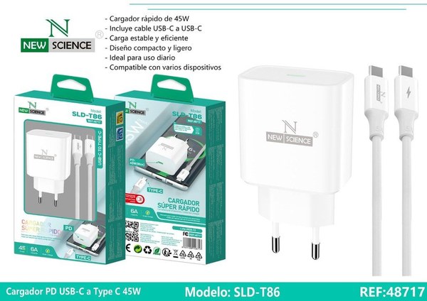 New Science Sld-T86 Cargador Type-C A Type-C 45W