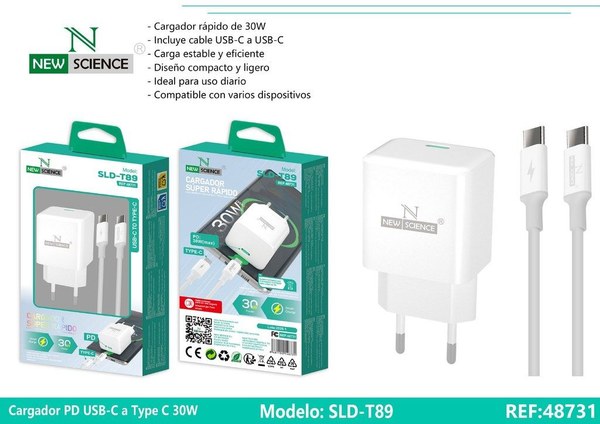 New Science Sld-T89 Cargador Type-C A Type-C 30W