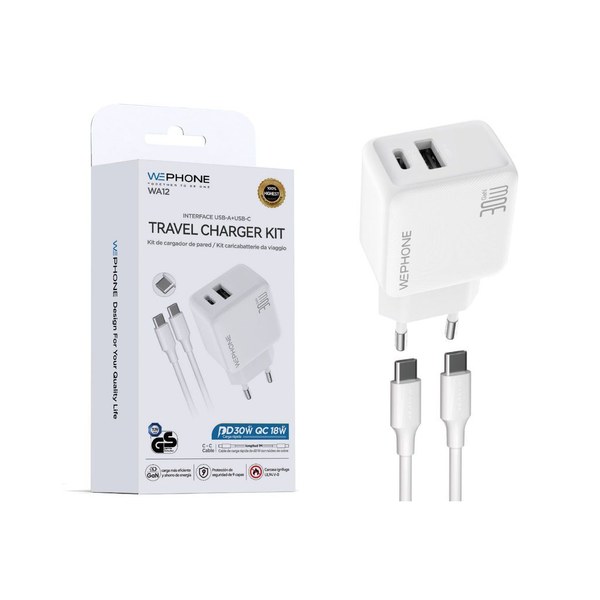 Wephone Wa12 Cargador USB/Pd30W Type-C Blanco