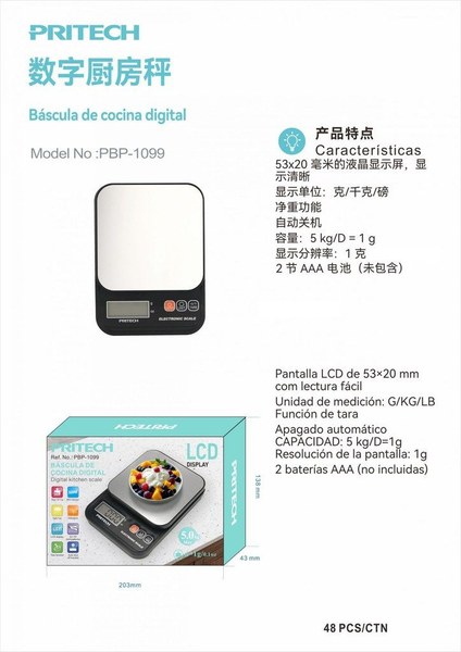 Pritech Bascula De Cocina Digital 5K