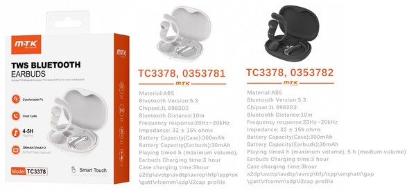 Mtk 0353782 Tc3378 Auriculares Inalambrico Tws Bt5.3