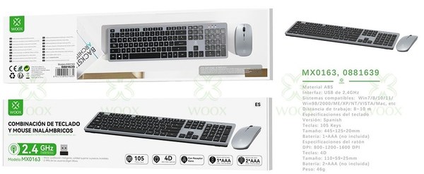 Woox Mx0163 Combo De Teclado Y Raton Inalambrico