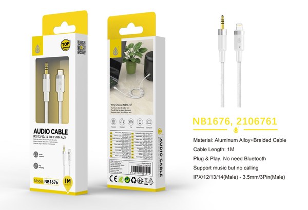One Plus 2106761 Nb1676 Cable Adaptador Lightning A 3.5Mm 1M