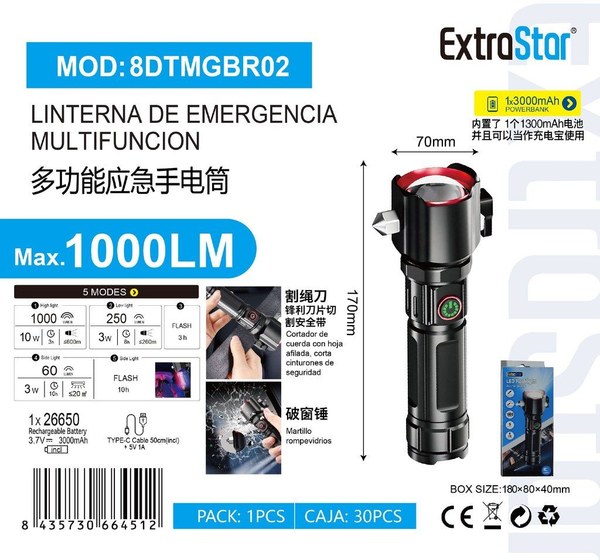 Extrastar 8Dtmmgbr02 Linterna De Emergencia Multi