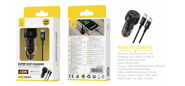 One Plus 2006372 Na0637 Cargador Mechero Dual Qc18W+Pd30W 48