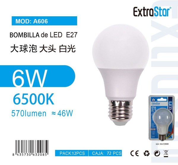 Extrastar A606 Bombilla LED A60 6W