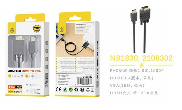 One Plus 2108302 Nb1830 Cable HDMI A Vga