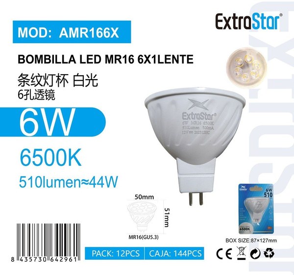 Extrastar Amr166X Bombilla LED 6W 510Lm
