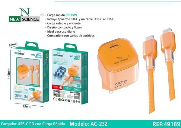New Science AC-232 Cargador Type-C