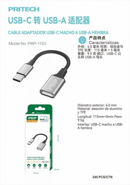 Pritech Cable Adaptador USB-C Pbp-1153