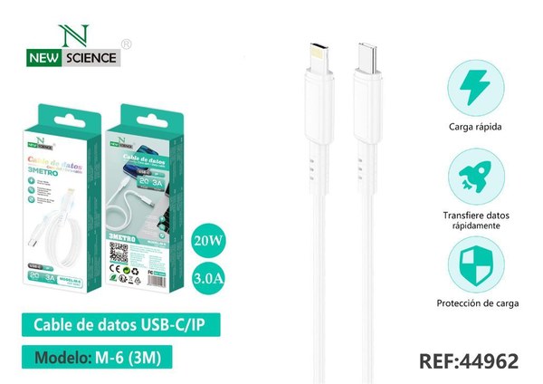 New Sience M-6 Cable Pd USB-C A Lightning Iphone 3A/20W 3M