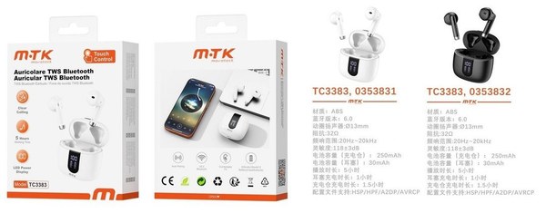 Mtk 0353831 Tc3383 Auriculares Tws BT 6.0