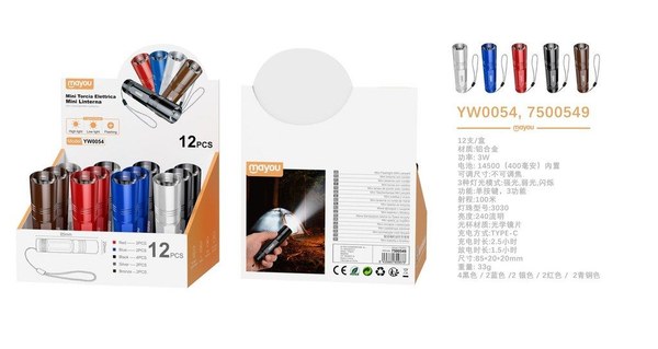One Plus 7500549 Yw0054 Mini Linterna De Aluminio 240