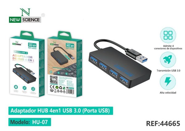 New Science 44665 Hu-07 Adaptador De Hub 4En1 Puerto USB