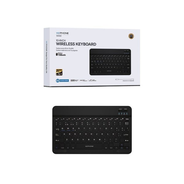 Wo02 Teclado Inalambrico Con Bluetooth 10C-Negro