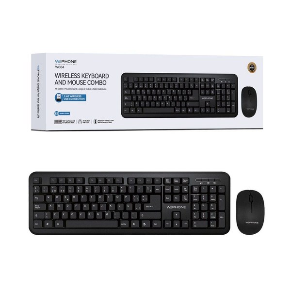 Wo04 Set De Teclado Y Raton Inalambrico 2.4G Negro