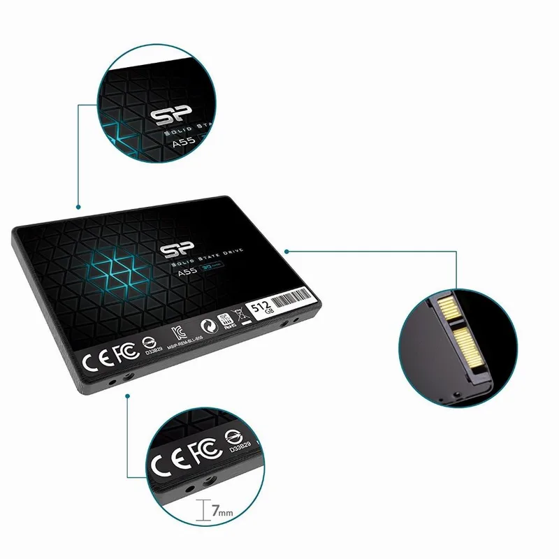 HDD SSD 512GB. SP A55 TLC 3D Nand