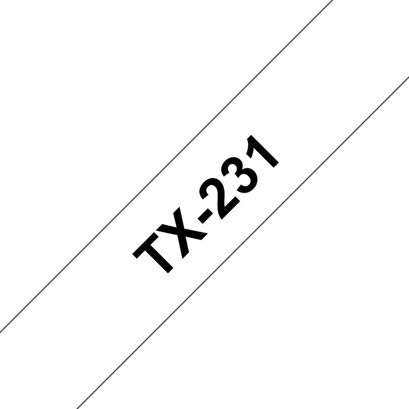 Brother TX231 Cinta Lam Negro S/ Blanco 12mm