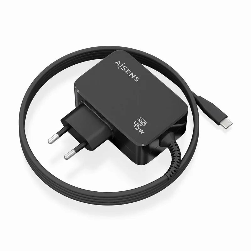Cargador corriente Aisens 1xUSBC 1,8mts QC 45W GaN