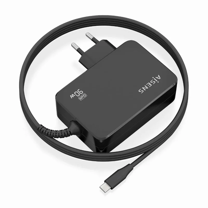 Cargador corriente Aisens 1xUSBC 1,8mts QC 90W GaN